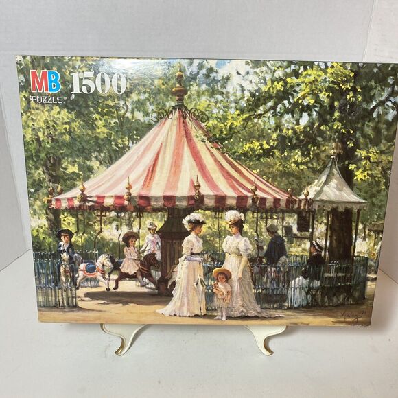 MB Alan Maley's Past Impressions Summer Carousel 1500 Piece Jigsaw Puzzle Sealed - Picture 1 of 6